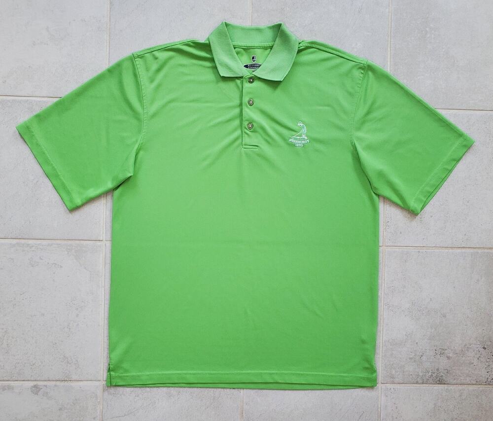 PINEHURST Men's Medium Putter Boy Performance Golf Polo Shirt Green Short Sleeve
